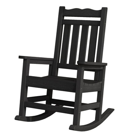 Stoog Patio Rocking Chair, Outdoor Oversized Porch Rocker with 400 lbs Weight Capacity, HIPS, Black