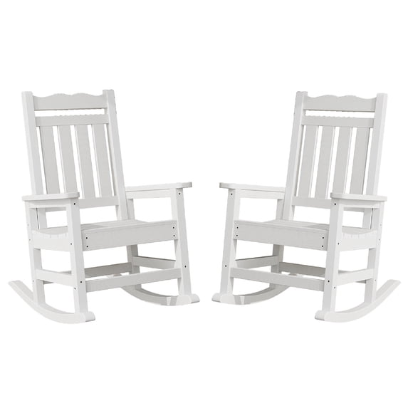 White Rocker Bench Stoog, Outdoor Rocking Chairs, 2PCS, All Weather White - Walmart.com