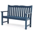 thumbnail image 1 of Stoog Two Person Outdoor Garden Bench with Armrest, Loveseat Porch Chair with 800 lbs Capacity, HIPS All-Weather for Patio Porch Backyard Park, Blue, 1 of 9