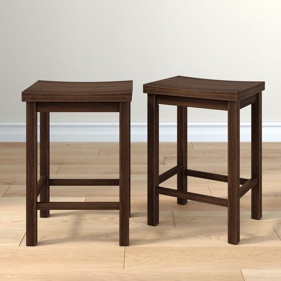 Stool Counter Height, (24in) - 2 pack, Walnut