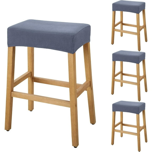 Stool Covers Rectangle - 4 Pack Stretch Waterproof Saddle Seat Cover Counter Bar Stools Bar Chairs Covers Kitchen Island Chairs Cushion Protector (4, Dark Gray)