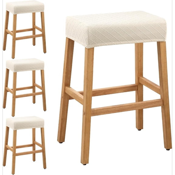 Stool Covers Rectangle - 4 Pack Stretch Waterproof Saddle Seat Cover Counter Bar Stools Bar Chairs Covers Kitchen Island Chairs Cushion Protector