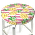 Stool Covers Round Cute Pineapple Pink Stripe Bar Stool Covers, Round