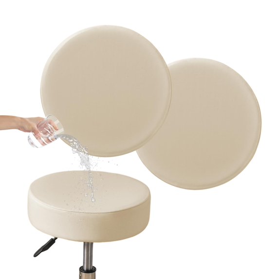 Stool Covers Round Set of 2, Waterproof PU Bar Stool Seat Covers 12-15 Inch with Elastic Bands,Bar Stool Chair Covers Washable Stool Cushion Slipcover
