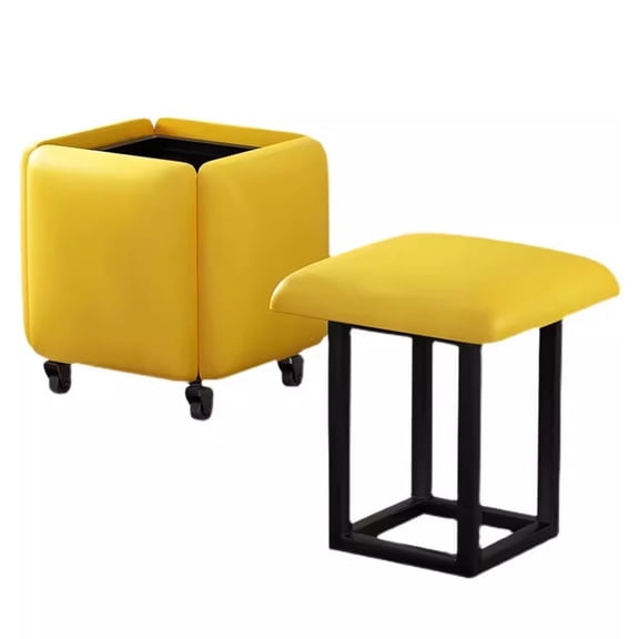Stool Cubes 5 in 1 Cube Seat with Swivel Casters,Stackable Sofa Chair Stools,Nesting Ottoman Stool,Movable Footstool,Upholstered Ottoman Leather Cube Chair