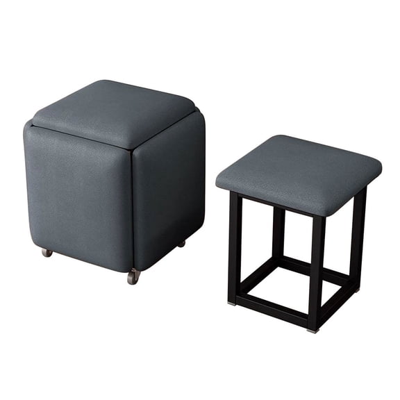 Stool Cubes 5 In 1 Seating Cube with Swivel Casters,Movable Footstool for Bedroom, Living Room,Stackable Square Ottoman Bench Save Space
