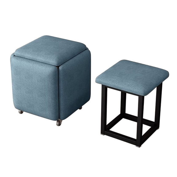 Stool Cubes 5 In 1 Seating Cube with Swivel Casters,Movable Footstool for Bedroom, Living Room,Stackable Square Ottoman Bench Save Space