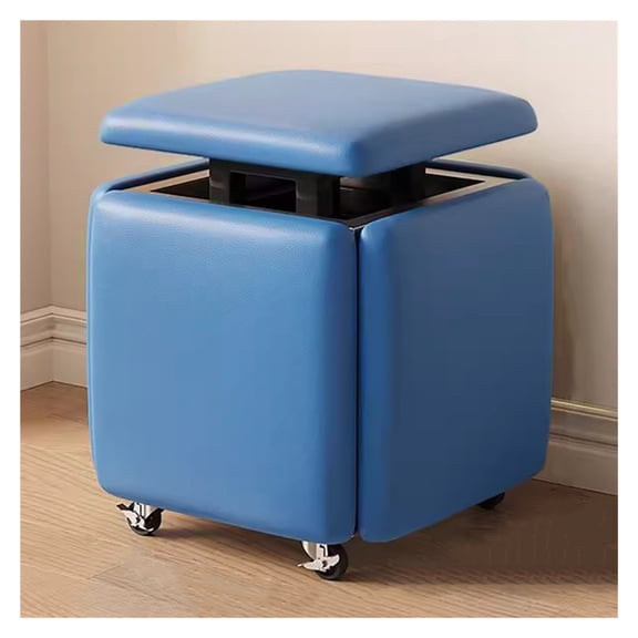 Stool Cubes 5 in 1 Stackable Sofa Chair Stools with Swivel Casters,PU Leather Movable Footstool Dressing Chair for Living Room,Dining Room