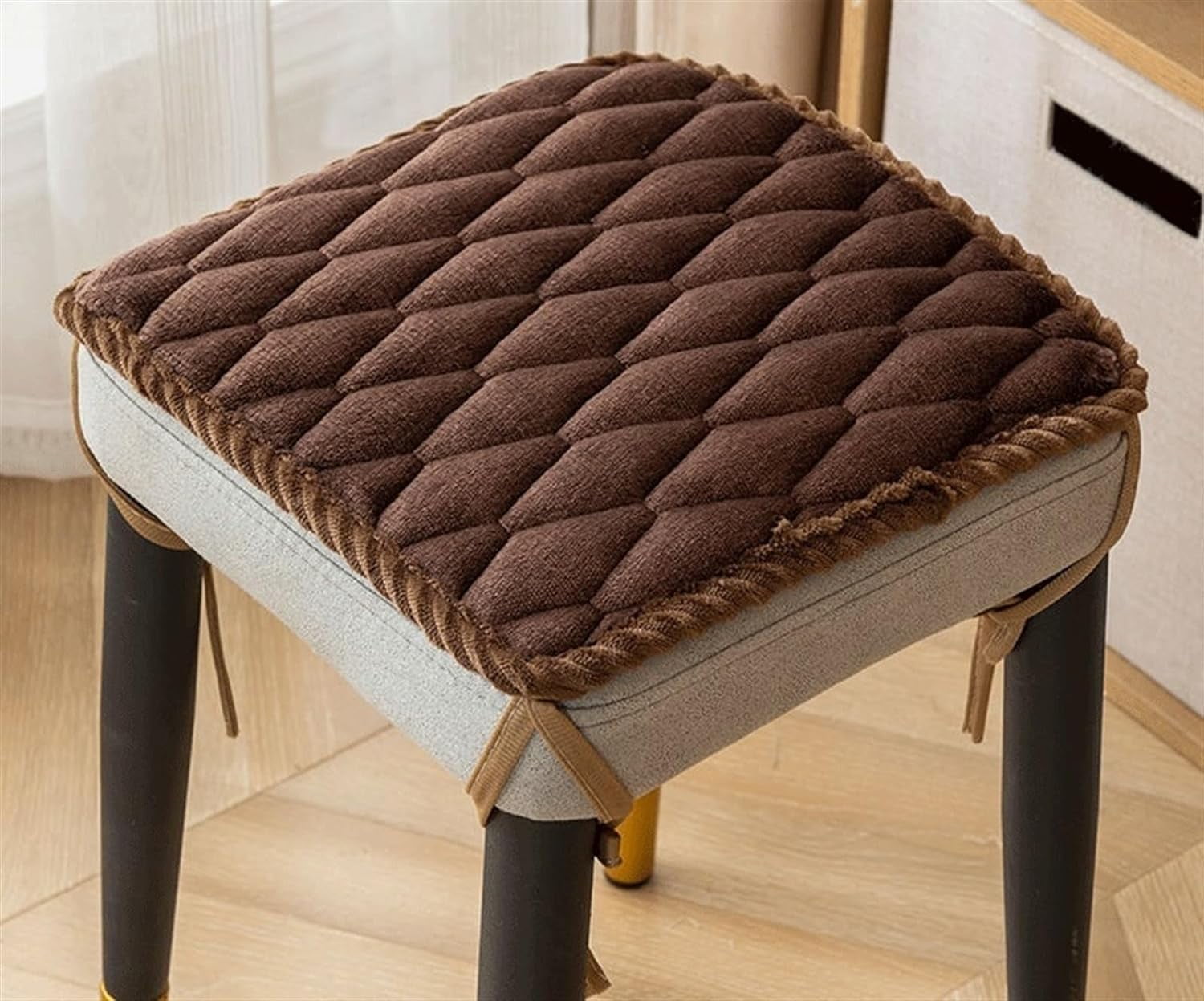 Stool Cushion Square with Ties 12x12 14x14 18x18 Non Slip Bar Stool Square Thick Seat Cushion Chair Pads Padded Seat Covers square with Machine Washable Cover Color 3 Size 35 35cm 14 14in