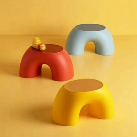 Stool Rainbow Shape Footstool Kids Step Seat for Living Room Indoor Furniture Children'S Toy Red