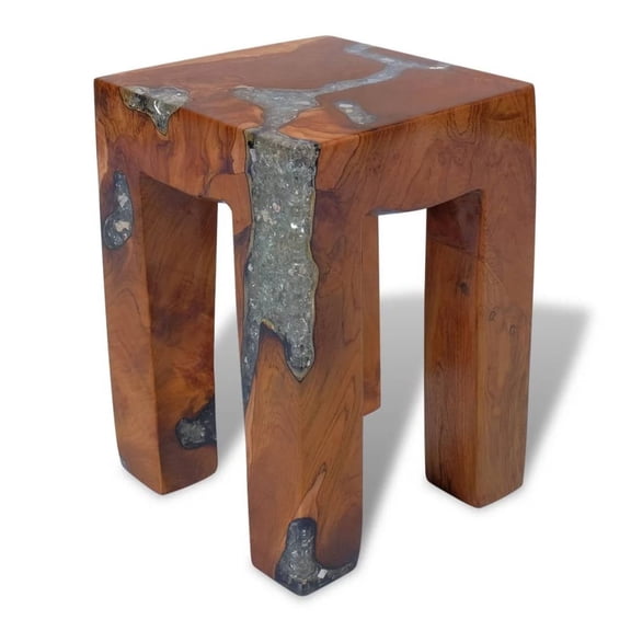 StoolTeak Wood and Resin Brown