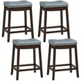 Stools 24 Inch Counter Stools Solid Wood Legs Espresso with Gray PU