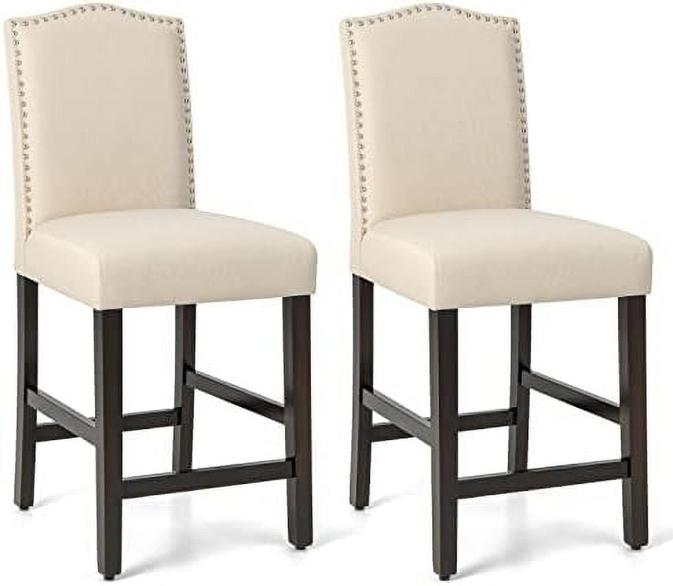 Stools 25" Counter Height Dining Chairs with Rubber Wood Legs Footrest