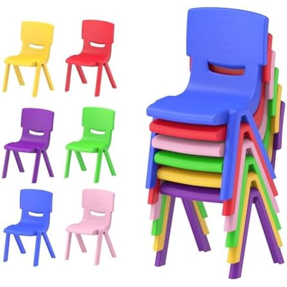 Stools for Classroom Colorful Ergonomic Plastic Chairs with Ventilated Backrest Suitable Stackable Stools for Kids for Classrooms, Homes, Daycare Centers, Indoor and Outdoor (Pack of 6)$$Office