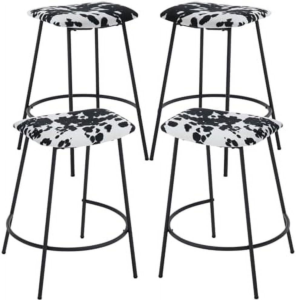 Stools Counter Height 25.5 Inches Saddle Stools Modern Sherpa Fabric