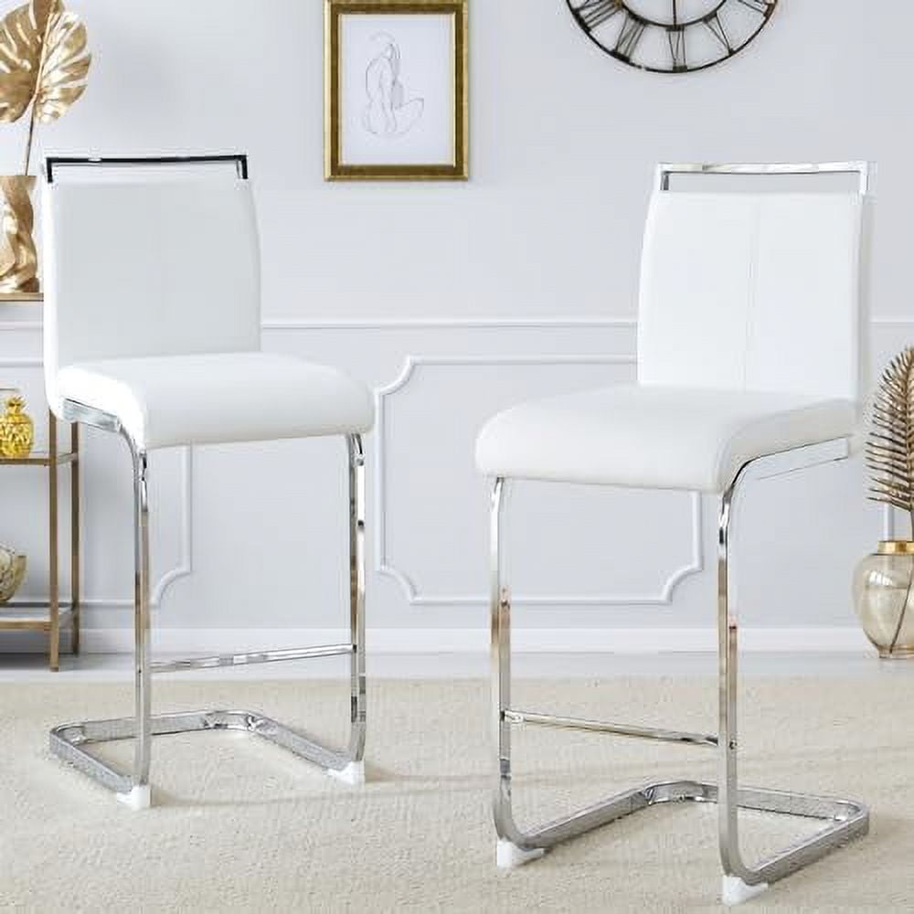 Stools Counter Height Stools with Back and Footrest Leather Counter
