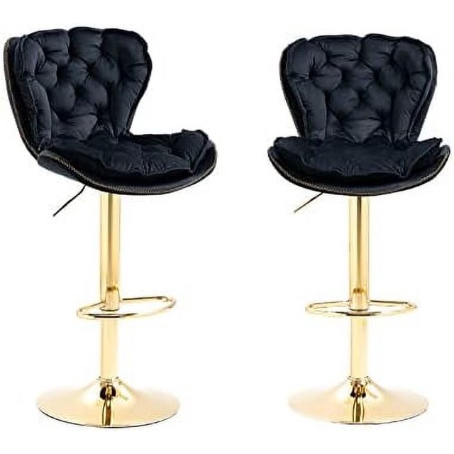 Stools Counter Height Velvet Swivel Chairs Adjustable with Tufted Back