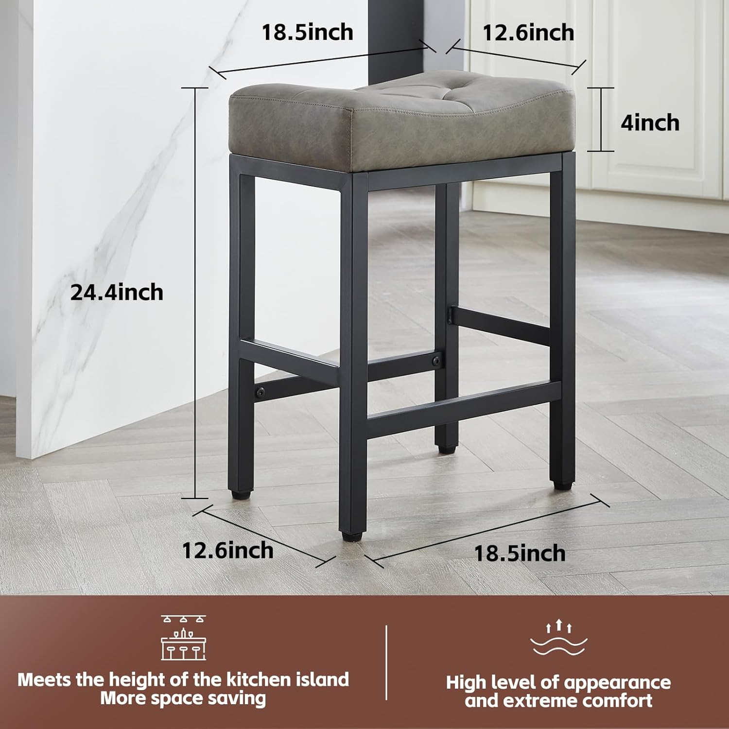Stools for Kitchen Counter Metal Bar Stools Pu Leather Bar Stools