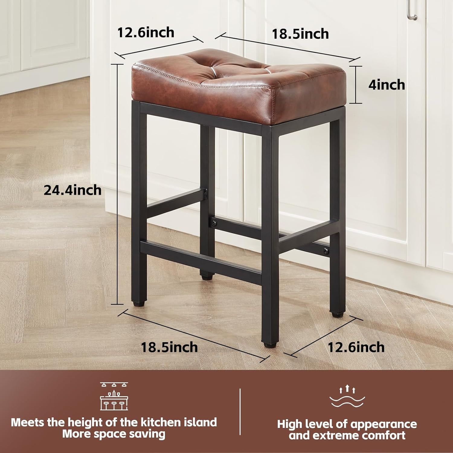 Stools for Kitchen Counter Metal Bar Stools Pu Leather Bar Stools