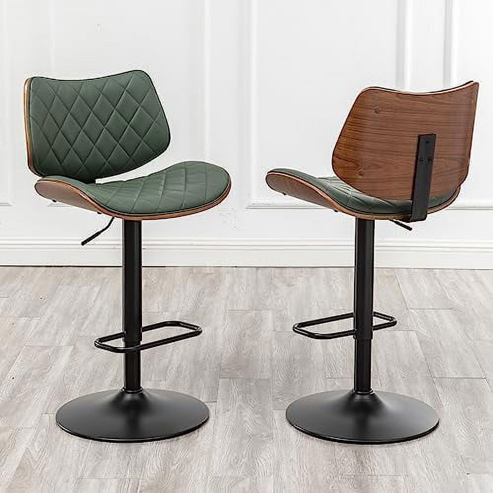Stools Mid Century Adjustable Counter Height Black Leather Upholstered
