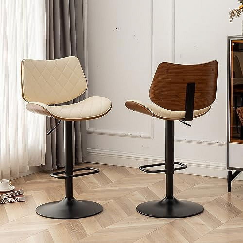Stools Mid Century Modern Adjustable Counter Height Black Leather