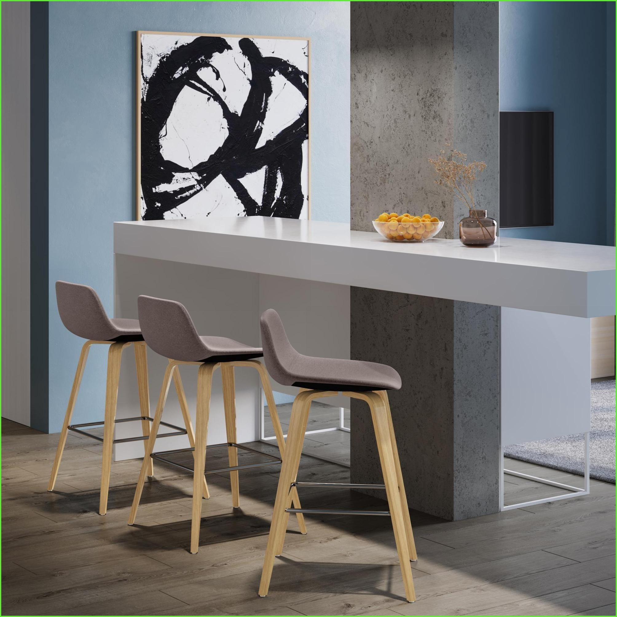 Stools, Mid-Century Modern Set of 2 Counter/Bar Height for Kitchen ...
