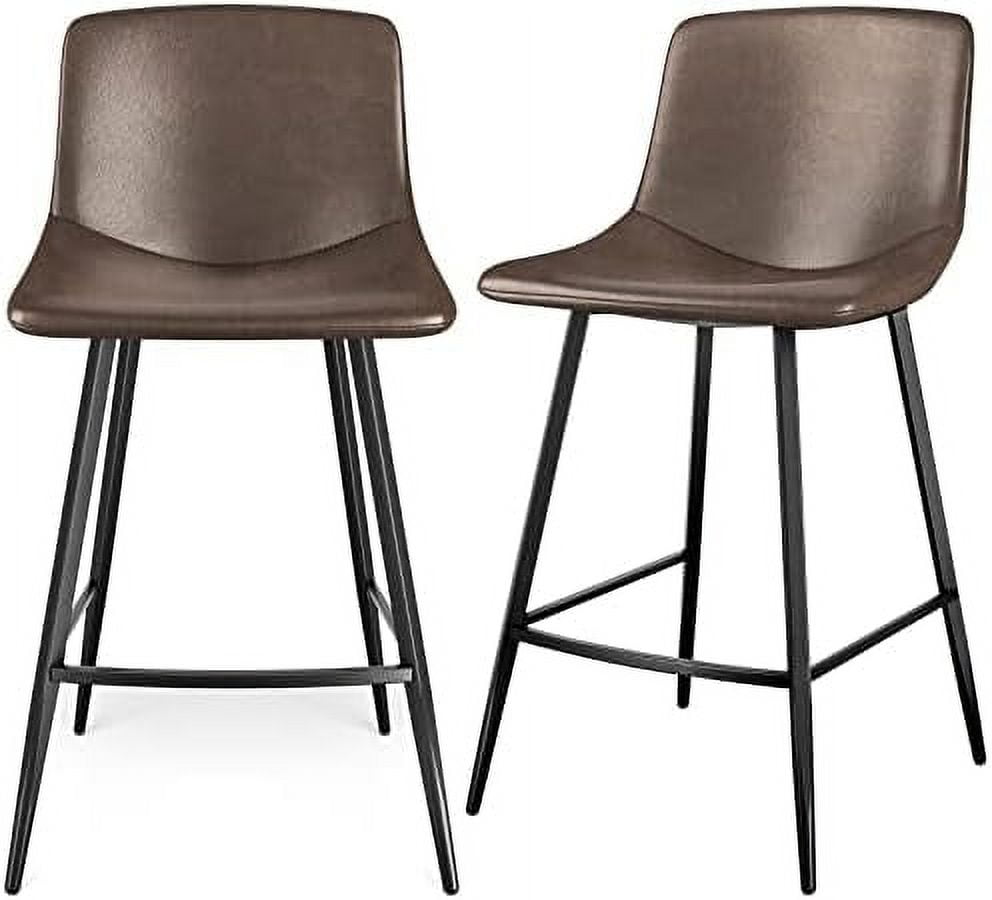 Stools Set of 3 24" Faux Leather Counter Height High Chair with Back