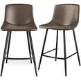 Stools Set of 3 24" Faux Leather Counter Height High Chair with Back