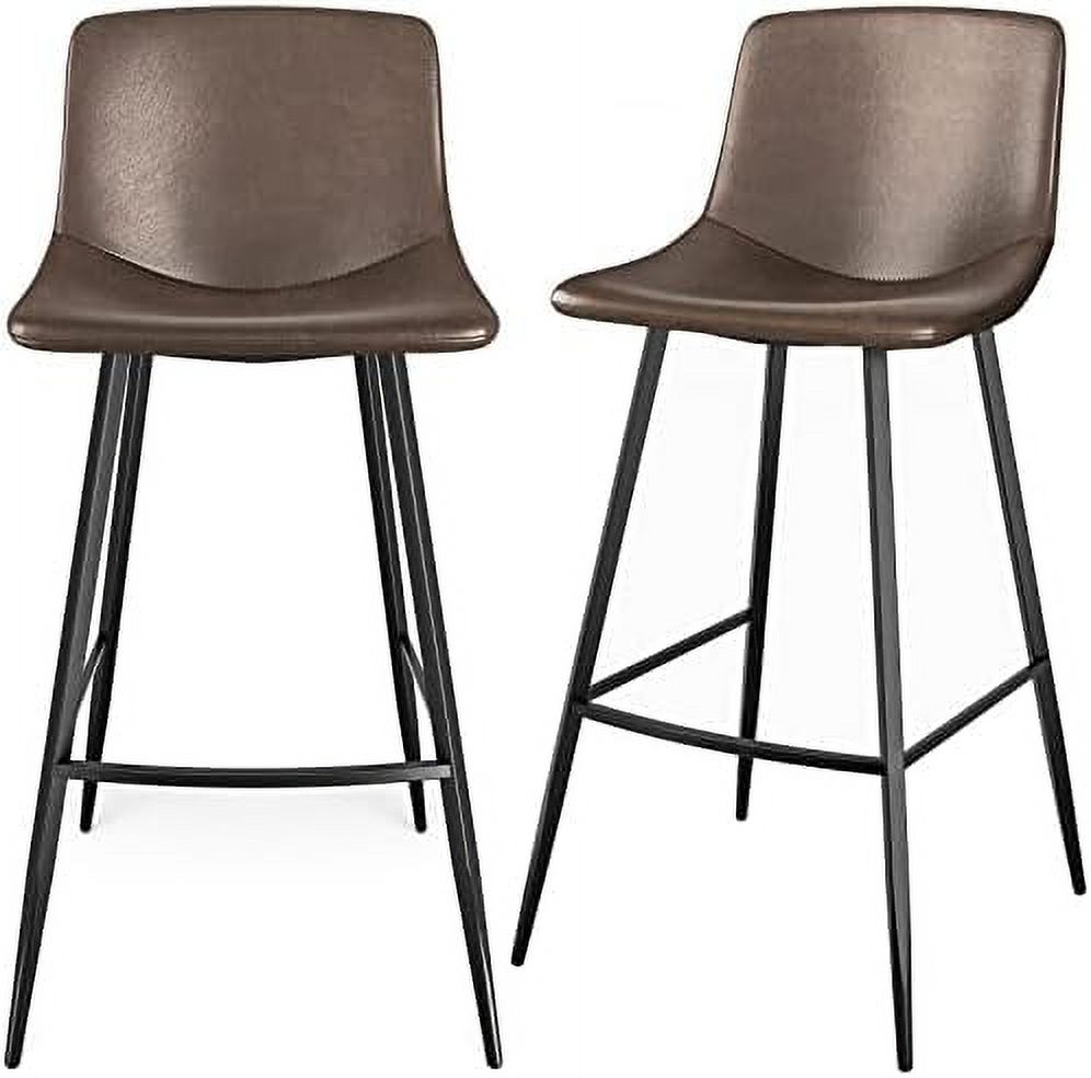 Stools Set of 3 24" Faux Leather Counter Height High Chair with Back