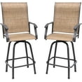 Stools Set of 2 Textile Outdoor Bar Chairs Bar Height 360 Rotating