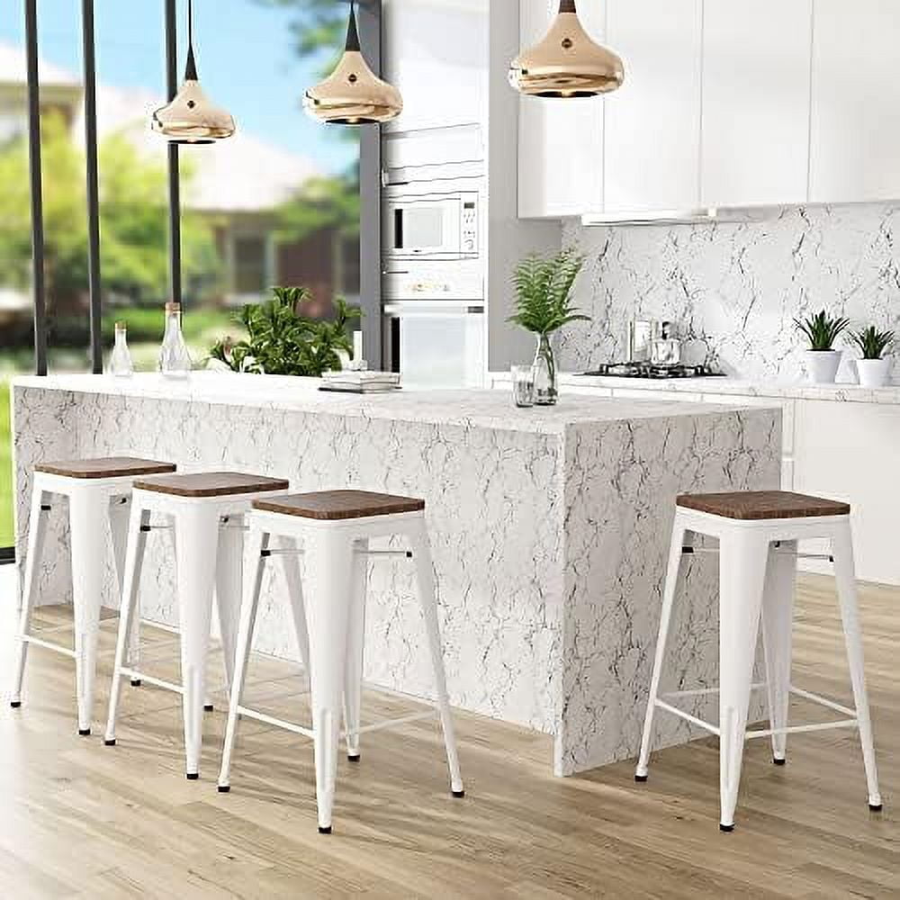 Stools Set of 4 Stackable Metal Stools Industrial Counter Height Stools