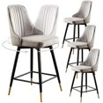 Stools Set of 4 Swivel Counter Height Barstools with Back and Footrest