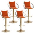 Stools ° Swivel Barstools with Low Back & Footrest Adjustable Gold