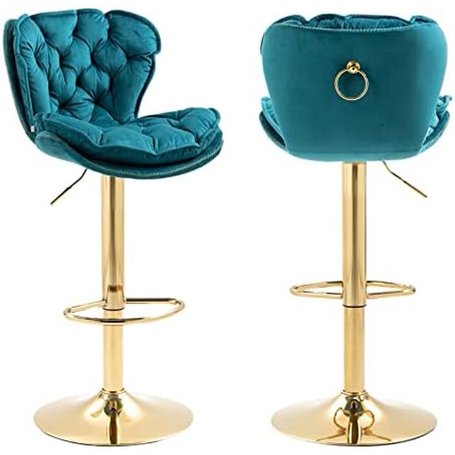 Stools Velvet Counter Height Adjustable Barstools Swivel Dining Chairs