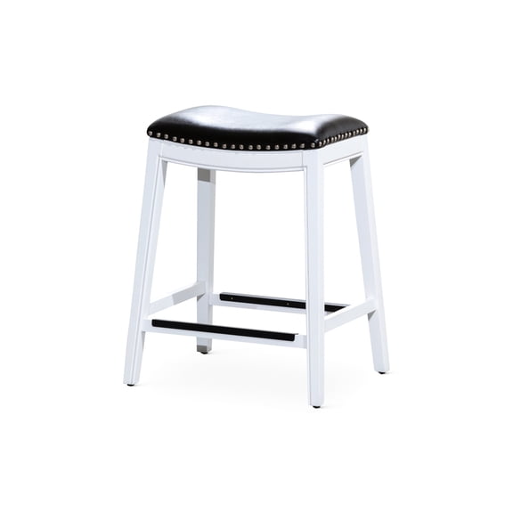 Stools for Kitchen & Bar | Comfortable Spot with Footrest, Elegant Style | Bonded Leather, Floor Protection | Two Sizes, Four Colors