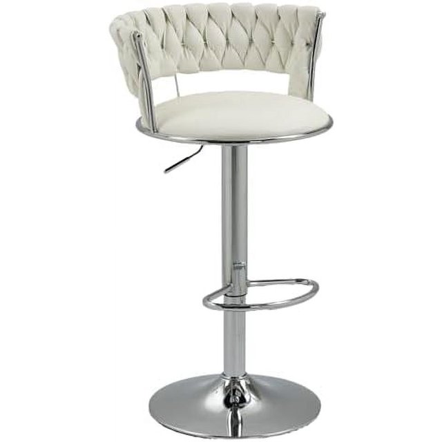 Stools with Back and Footrest Adjustable Barstools with Silver Legs