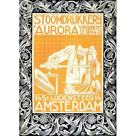 Stoomdrukkerij Steam printing Decorative Poster. Home Graphic Art Design. 16 x 24 Inch Poster