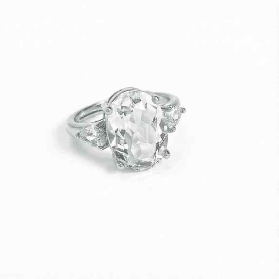Stooone Fashion Crystal Ring For Women White Crystal With Alloy Metal Ring