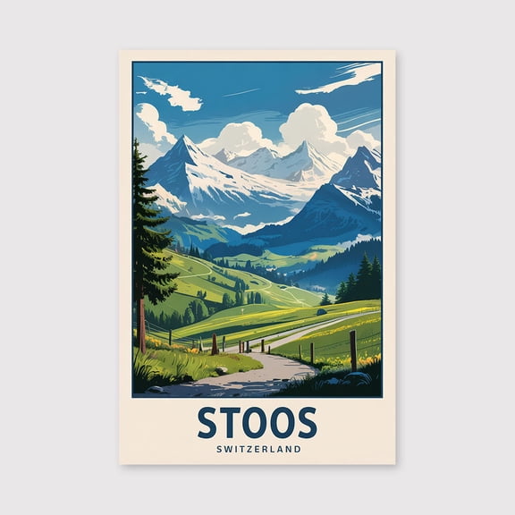 Stoos Travel Print Canvas Wall Art, Stoos Wall Hanging Home decor Stoos Canvas Art, Switzerland Art Canvas Stoos Travel-1WN3939
