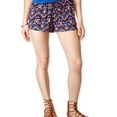 thumbnail image 1 of Stoosh Womens Printed Drawstring Casual Mini Shorts, Blue, Juniors, XX-Large, 1 of 2