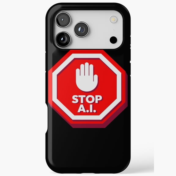 Stop AI Octagon Stop Sign Hand Symbol for iPhone Case 17 16 15 14 13 12 11 Pro Max