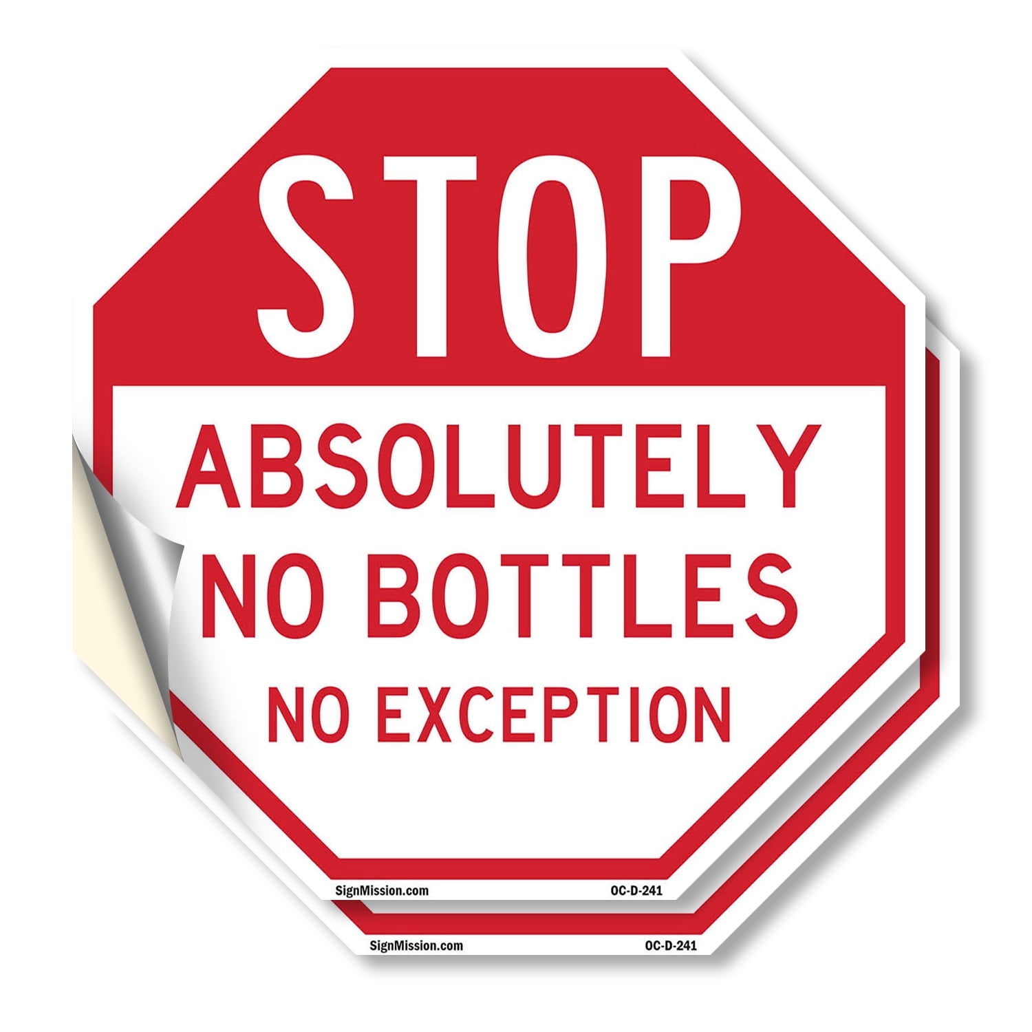 Stop Absolutely No Bottles No Exception (2 Pack) 18 inch X 18 inch ...