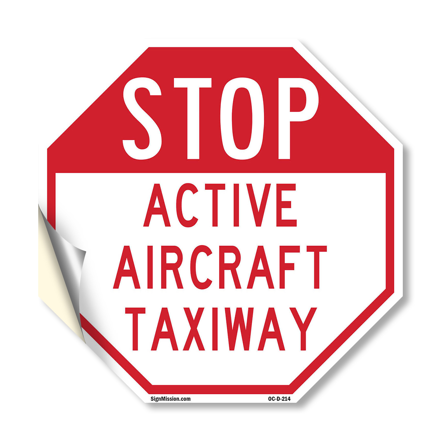 Stop Active Aircraft Taxiway 18 inch X 18 inch Octagon Vinyl Label ...
