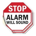 thumbnail image 1 of Stop Alarm Will Sound (2 Pack) 10 inch X 10 inch Octagon Vinyl Label Decal Sticker Weather Resistant, UV Protected for Workplace, Private Property, and Construction Site, Made in the, 1 of 5