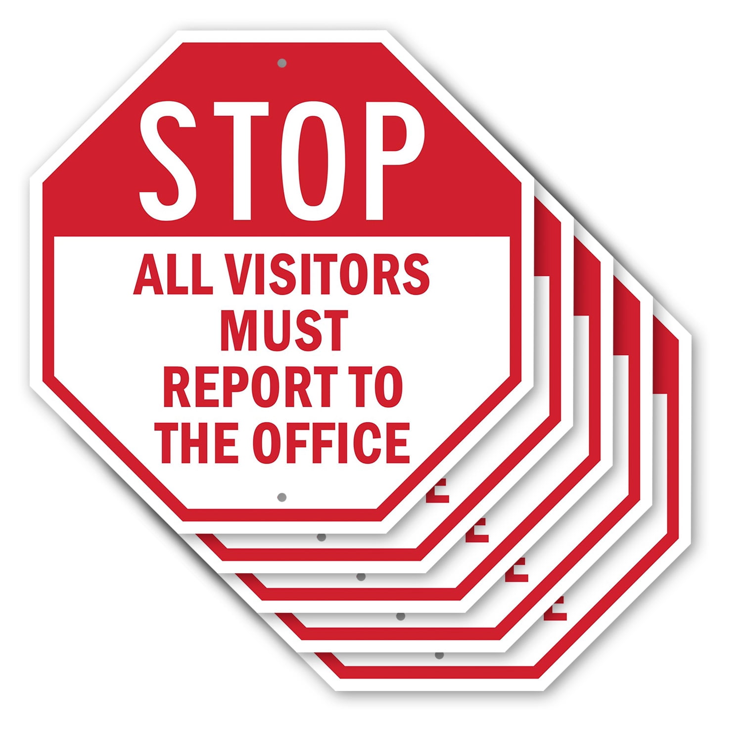 Stop All Visitors Must Report to Octagon Sign Weather Resistant Made in ...