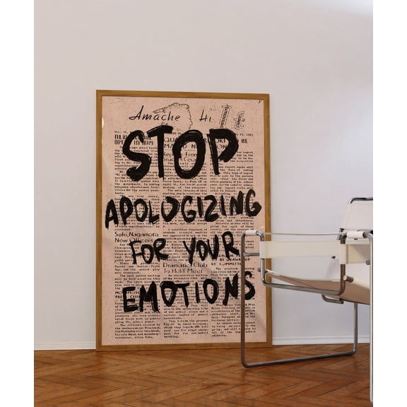 Stop Apologizing Wall Art Print, Bold Typography Decor Unframed Paper Print