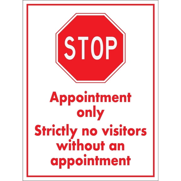 Stop Appointment Only Strictly No Visitors Without An Appointment Metal Sign Caution Danger Safety Security Warning Notice Signs (Aluminum) Size: 8 x 12 inch
