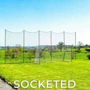 Stop That Ball  Socketed Sports Barrier Net System | Durable Galvanized Steel Poles with UV Stabilized Ball Stop Net | Five Lengths Available, 12ft Height