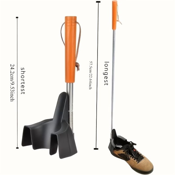 Stop Bending and Reaching, 22.64 Inch Stainless Steel Long Shoe Horn, Extended Dressing Aid Tool, Smooth Curved Edge Design, Labor Saving Shoe Helper for Home, Bedroom, Entryway and Travel Daily Use