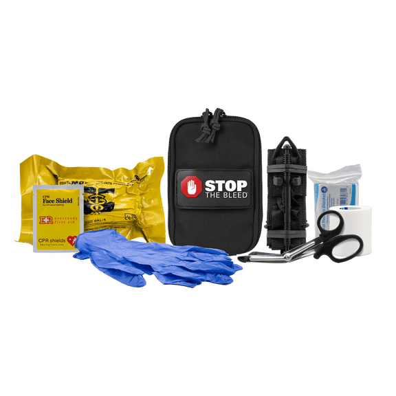 Stop The Bleed Kit, TacMed Solutions Basic Bleeding Control Black Nylon Pouch, Easy-to-Use Hemorrhage Control Kit, Emergency First Aid with Tourniquet and Emergency Bandage